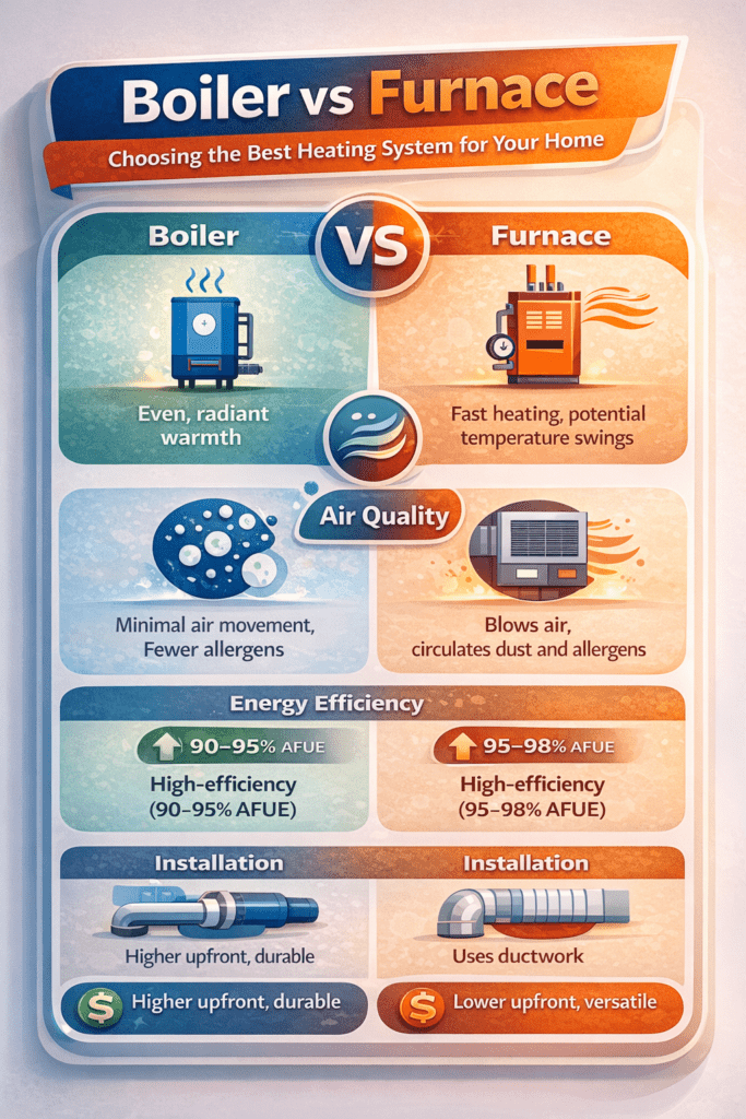 infograph showing boiler vs furnace