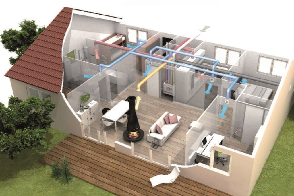 hvac installation design for a home, a home model in picture.