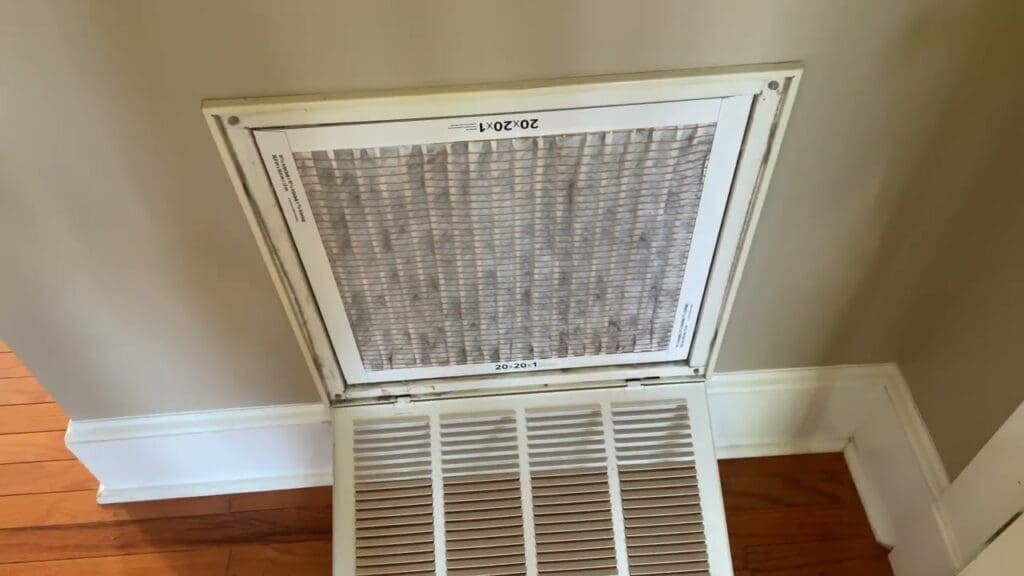 picture of a dirty hvac duct filter.