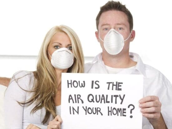 wearing dust masks to avoid bad indoor air